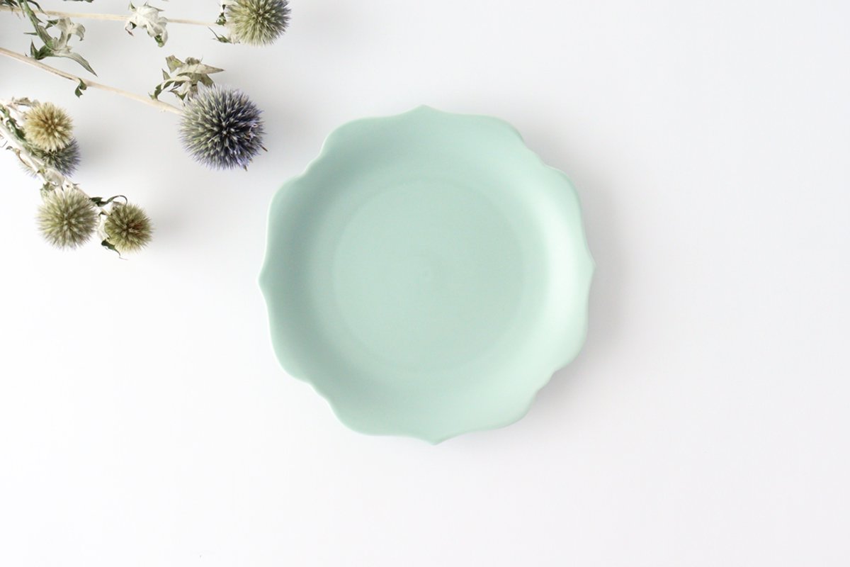 aoi Flower-shaped Plate Green| Mino Ware