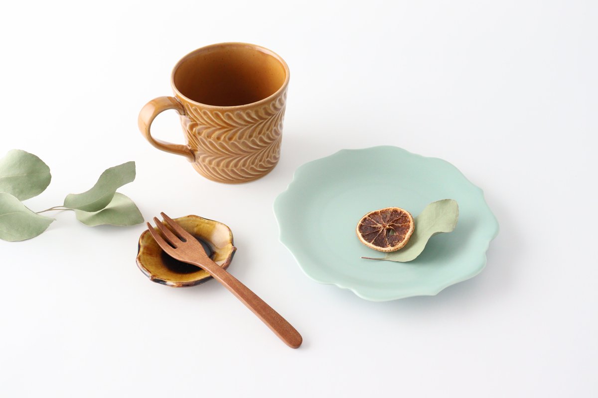 aoi Flower-shaped Plate Green| Mino Ware