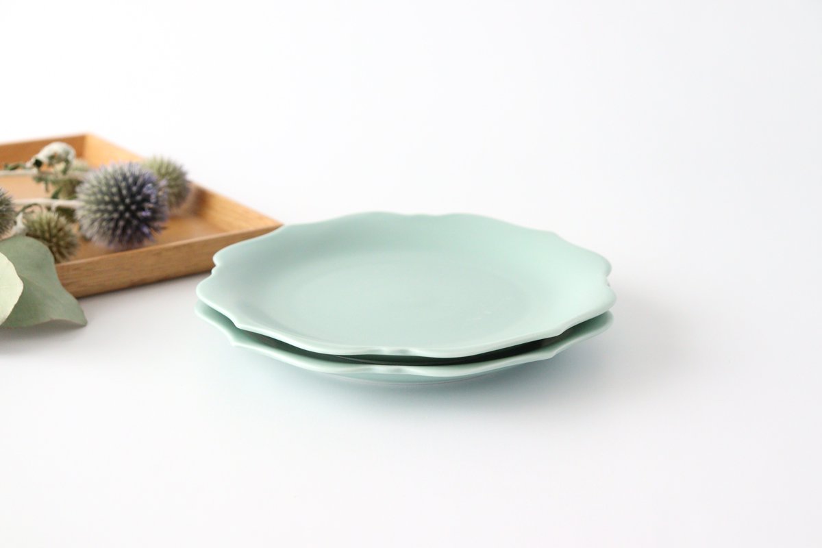 aoi Flower-shaped Plate Green| Mino Ware