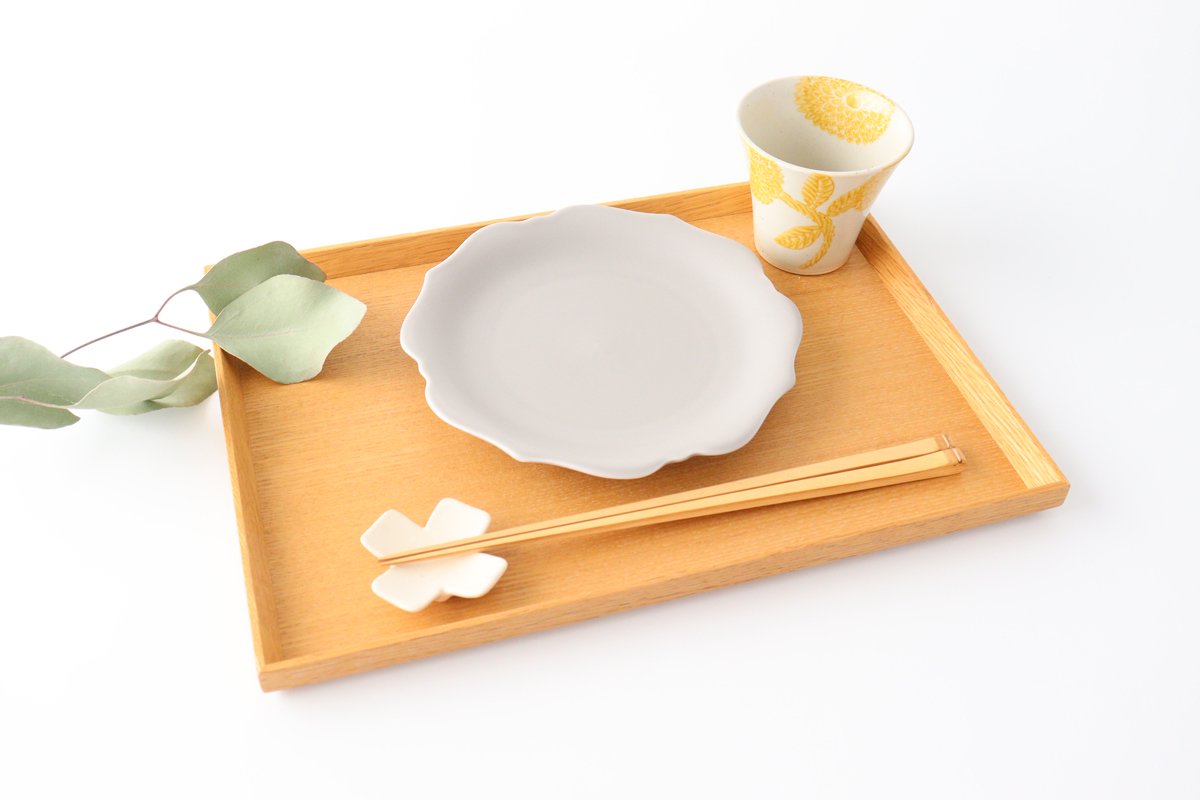 aoi Flower-shaped Plate Dark Ash | Mino Ware