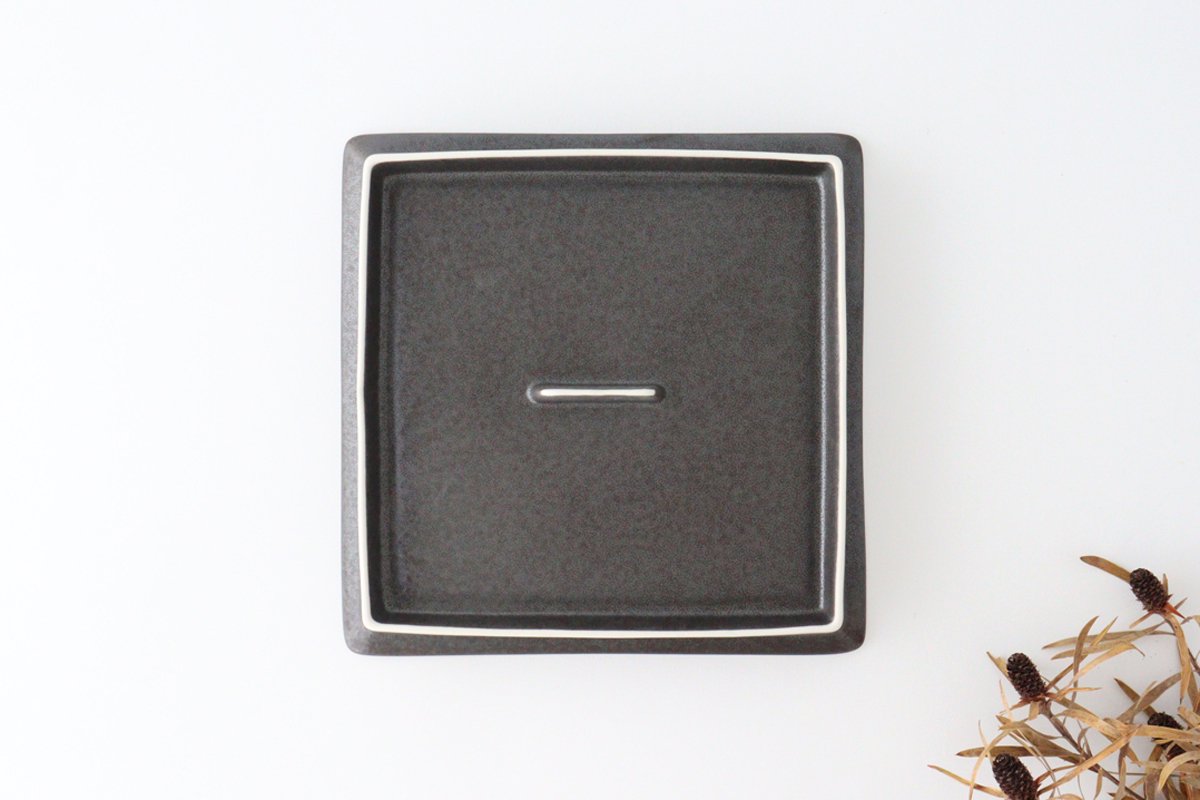Square Plate Black 21cm/8.3in | Sushi Plate Mino Ware-Detail3