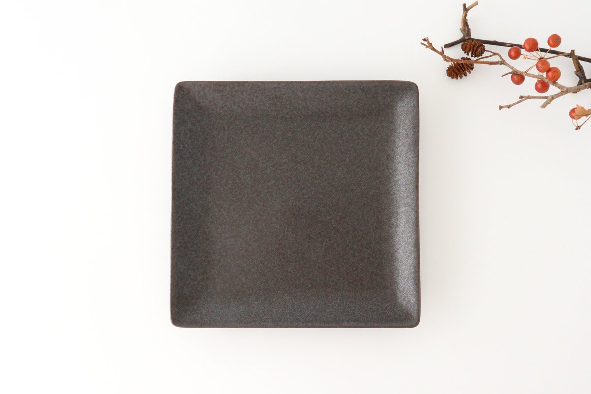 Square Plate Black 21cm/8.3in | Sushi Plate Mino Ware-Detail7