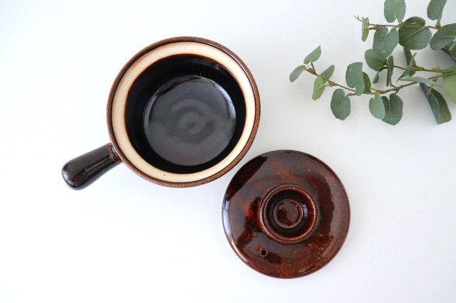 One-handed Porridge Pot Brown | Donabe Iga Ware