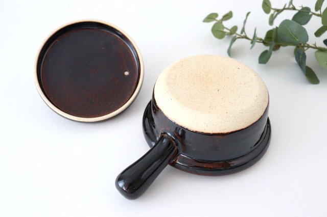 One-handed Porridge Pot Brown | Donabe Iga Ware