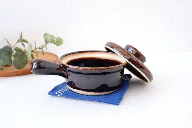 One-handed Porridge Pot Brown | Donabe Iga Ware