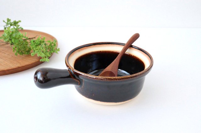 One-handed Porridge Pot Brown | Donabe Iga Ware