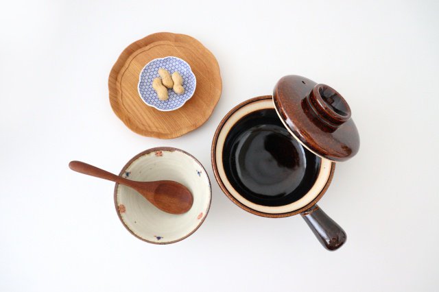 One-handed Porridge Pot Brown | Donabe Iga Ware