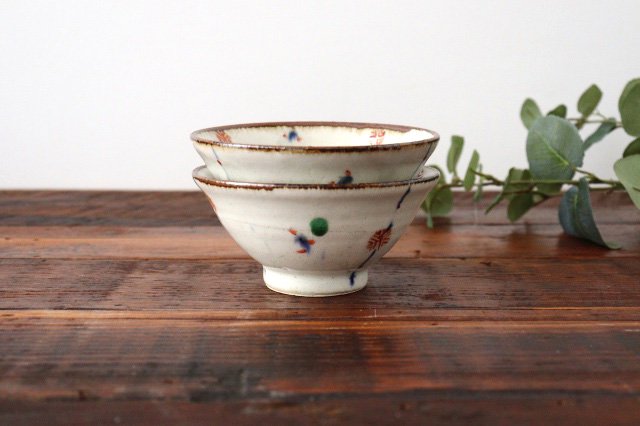 Minami Kiln Rice Bowl Red Pattern | Mino Ware