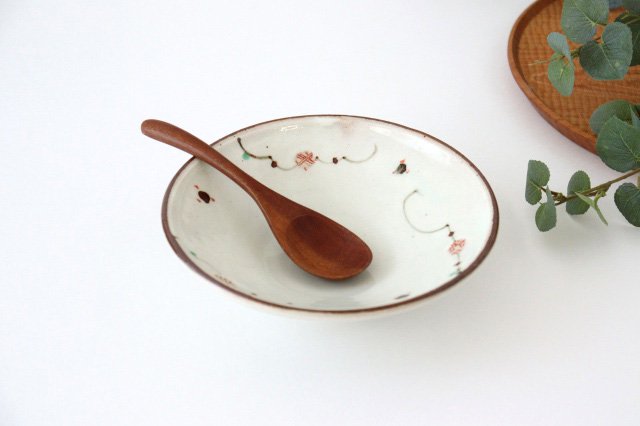 Minami Kiln Shallow Bowl Red Flowers 18cm/7.1in | Serving Bowl Mino Ware