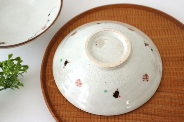 Minami Kiln Shallow Bowl Red Flowers 18cm/7.1in | Serving Bowl Mino Ware