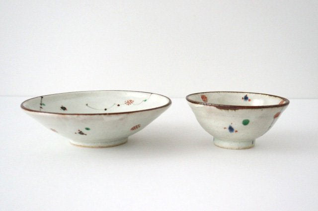 Minami Kiln Shallow Bowl Red Flowers 18cm/7.1in | Serving Bowl Mino Ware