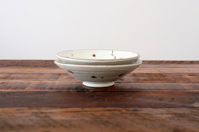Minami Kiln Shallow Bowl Red Flowers 18cm/7.1in | Serving Bowl Mino Ware