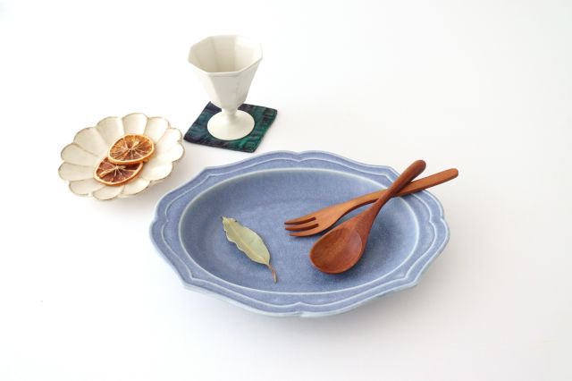 Oval plate L blue porcelain Monet Mino ware