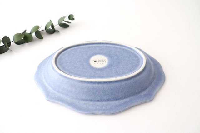 Oval plate L blue porcelain Monet Mino ware