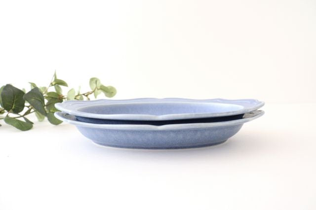 Oval plate L blue porcelain Monet Mino ware