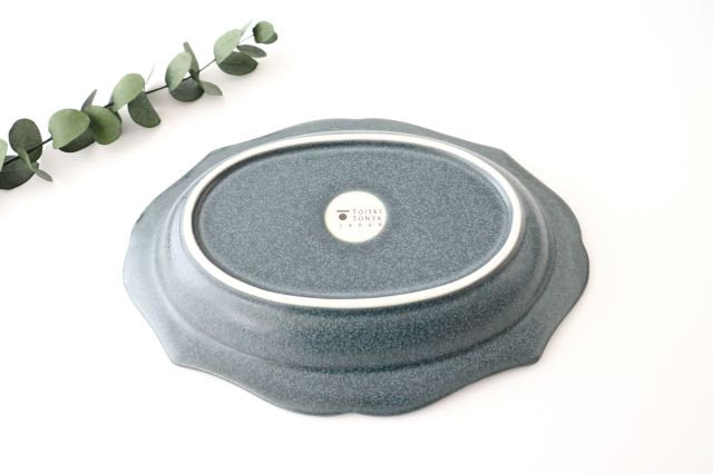 Oval plate L gray porcelain Monet Mino ware