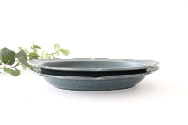 Oval plate L gray porcelain Monet Mino ware