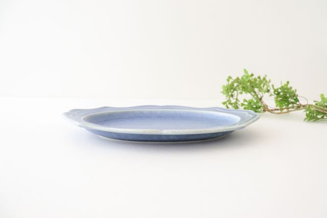 Oval plate M Blue porcelain Monet Mino ware