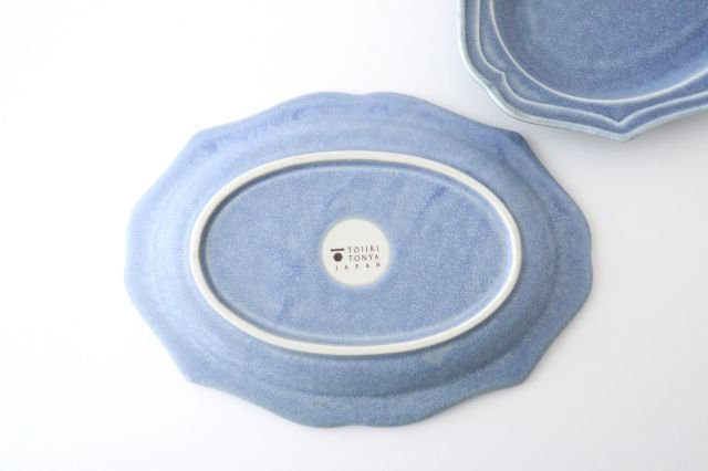 Oval plate M Blue porcelain Monet Mino ware