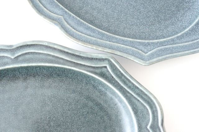 Oval plate M gray porcelain Monet Mino ware