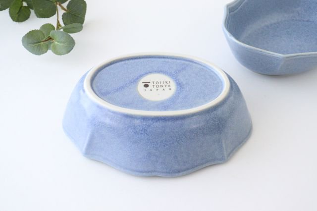 Oval bowl blue porcelain Monet Mino ware