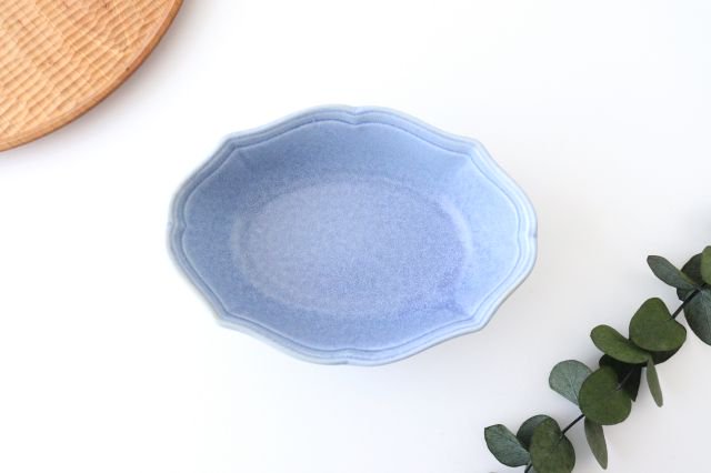 Oval bowl blue porcelain Monet Mino ware