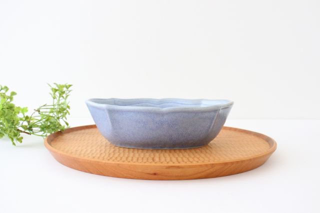 Oval bowl blue porcelain Monet Mino ware