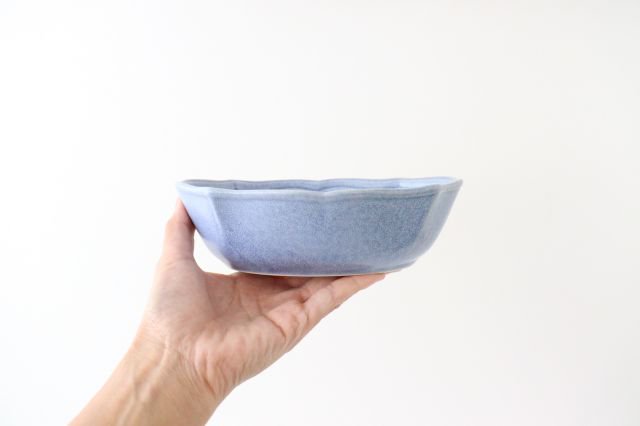 Oval bowl blue porcelain Monet Mino ware