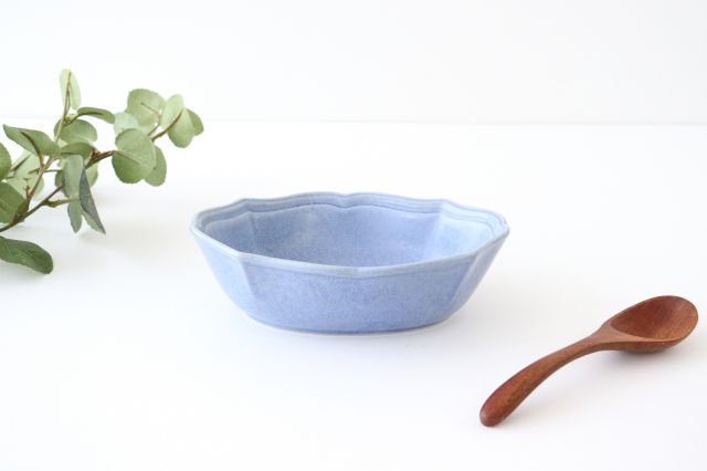 Oval bowl blue porcelain Monet Mino ware