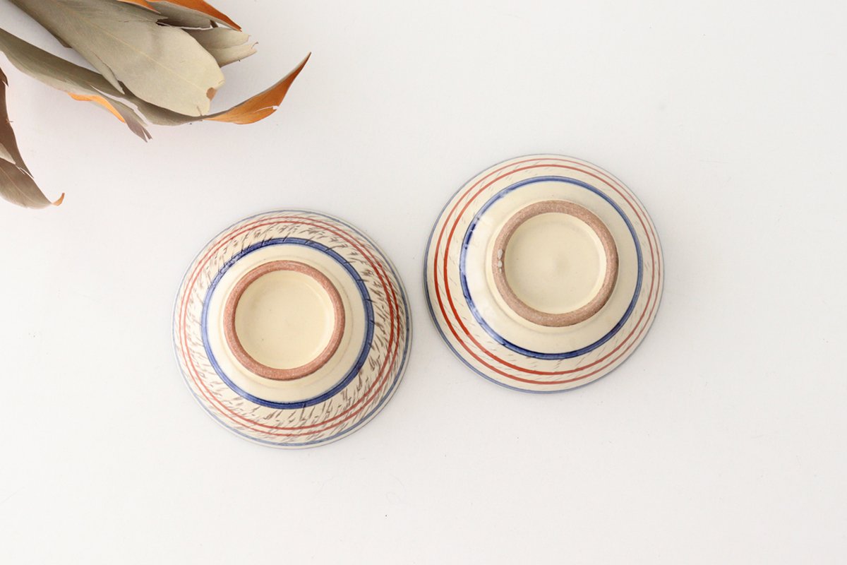 Toshin Kiln Small Bowl Red Bougainvillea Arabesque 9cm/3.5in | Kobachi Tsuboya Ware Yachimun-Detail2