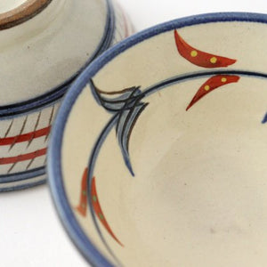 Toshin Kiln Small Bowl Red Bougainvillea Arabesque 9cm/3.5in | Kobachi Tsuboya Ware Yachimun-Detail11