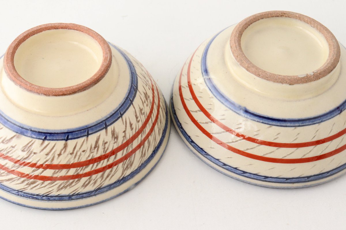 Toshin Kiln Small Bowl Red Bougainvillea Arabesque 9cm/3.5in | Kobachi Tsuboya Ware Yachimun-Detail13