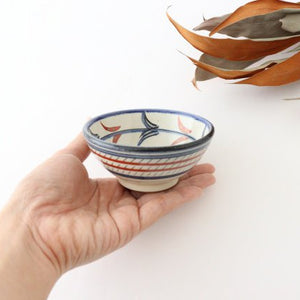 Toshin Kiln Small Bowl Red Bougainvillea Arabesque 9cm/3.5in | Kobachi Tsuboya Ware Yachimun-Detail6