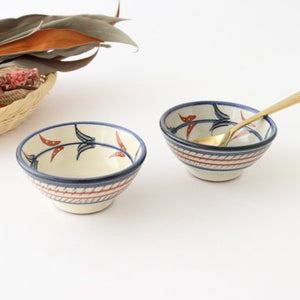 Toshin Kiln Small Bowl Red Bougainvillea Arabesque 9cm/3.5in | Kobachi Tsuboya Ware Yachimun-Detail7