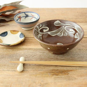 Toshin Kiln Small Bowl Red Bougainvillea Arabesque 9cm/3.5in | Kobachi Tsuboya Ware Yachimun-Detail8