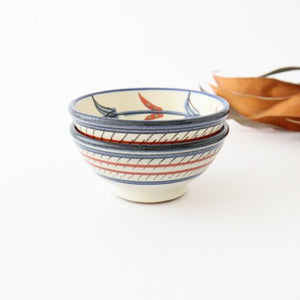 Toshin Kiln Small Bowl Red Bougainvillea Arabesque 9cm/3.5in | Kobachi Tsuboya Ware Yachimun-Detail9