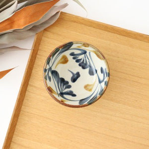 Toshin Kiln Small Bowl Blue and Brown Arabesque 9cm/3.5in | Kobachi Tsuboya Ware Yachimun-Detail2