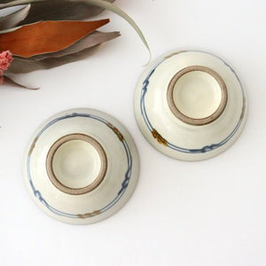 Toshin Kiln Small Bowl Blue and Brown Arabesque 9cm/3.5in | Kobachi Tsuboya Ware Yachimun-Detail4