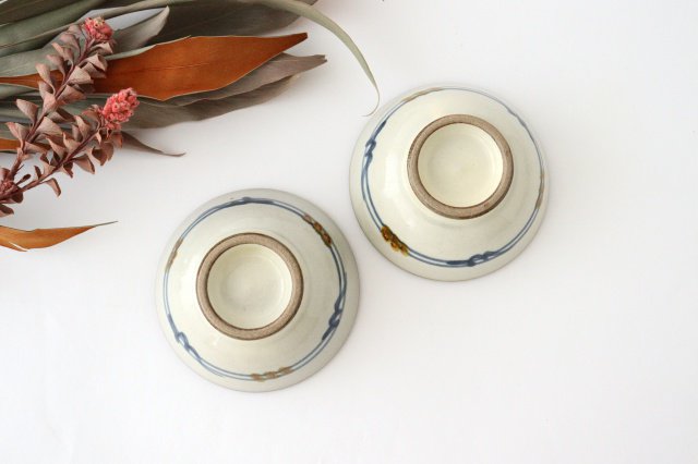 Toshin Kiln Small Bowl Blue and Brown Arabesque 9cm/3.5in | Kobachi Tsuboya Ware Yachimun-Detail4