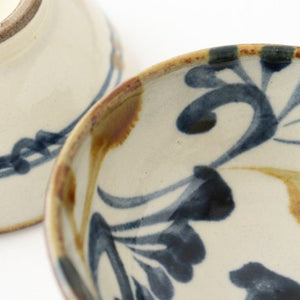 Toshin Kiln Small Bowl Blue and Brown Arabesque 9cm/3.5in | Kobachi Tsuboya Ware Yachimun-Detail8