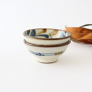 Toshin Kiln Small Bowl Blue and Brown Arabesque 9cm/3.5in | Kobachi Tsuboya Ware Yachimun-Detail10