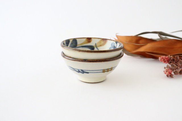 Toshin Kiln Small Bowl Blue and Brown Arabesque 9cm/3.5in | Kobachi Tsuboya Ware Yachimun-Detail10