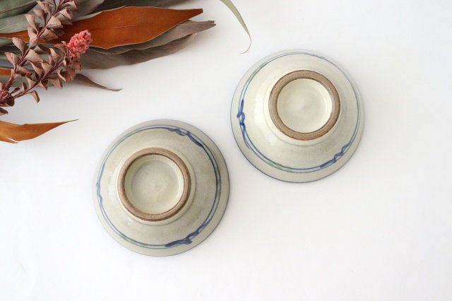 Toshin Kiln Small Bowl Blue and Green Arabesque 9cm/3.5in | Kobachi Tsuboya Ware Yachimun-Detail4