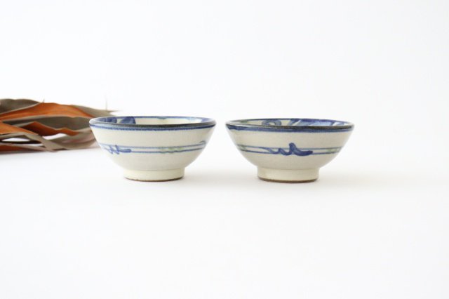Toshin Kiln Small Bowl Blue and Green Arabesque 9cm/3.5in | Kobachi Tsuboya Ware Yachimun-Detail6