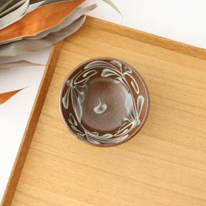 Toshin Kiln Small Bowl Slip-trailing 9cm/3.5in | Kobachi Tsuboya Ware Yachimun-Detail2