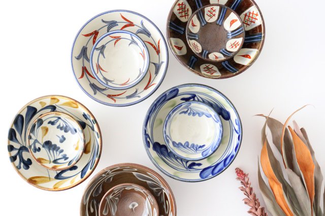 Toshin Kiln Small Bowl Slip-trailing 9cm/3.5in | Kobachi Tsuboya Ware Yachimun-Detail14