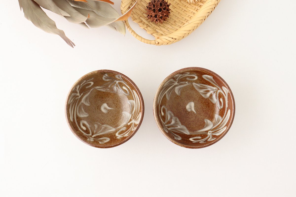 Toshin Kiln Small Bowl Slip-trailing 9cm/3.5in | Kobachi Tsuboya Ware Yachimun-Detail7