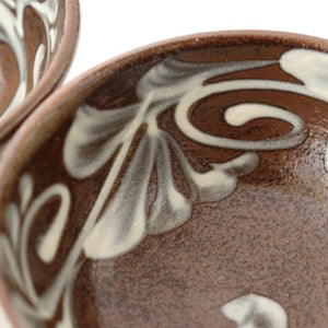 Toshin Kiln Small Bowl Slip-trailing 9cm/3.5in | Kobachi Tsuboya Ware Yachimun-Detail8