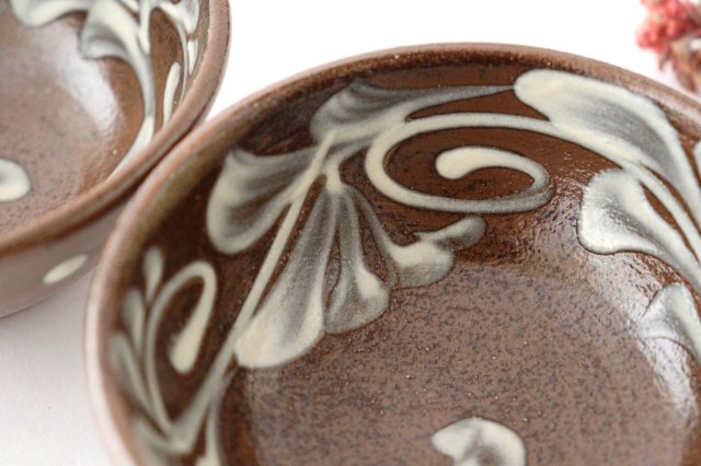 Toshin Kiln Small Bowl Slip-trailing 9cm/3.5in | Kobachi Tsuboya Ware Yachimun-Detail8