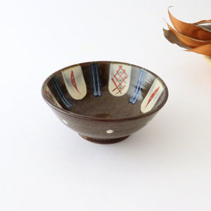 Toshin Kiln Round Bowl Red-painted  15cm/5.9in | Tsuboya Ware Yachimun-TOP
